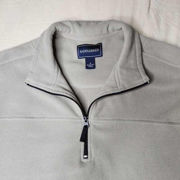 Saddlebred Men's Fleece Pullover Jacket Sz. M Quarter Zip Gray Beige - Picture 2 of 6